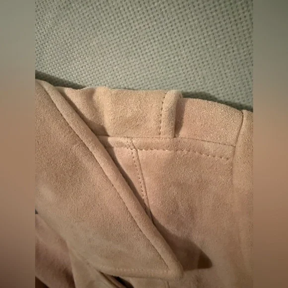 Reformation VEDA Beige Women's Suede Moto Jacket Size Medium Pink Cloud - Picture 7 of 8